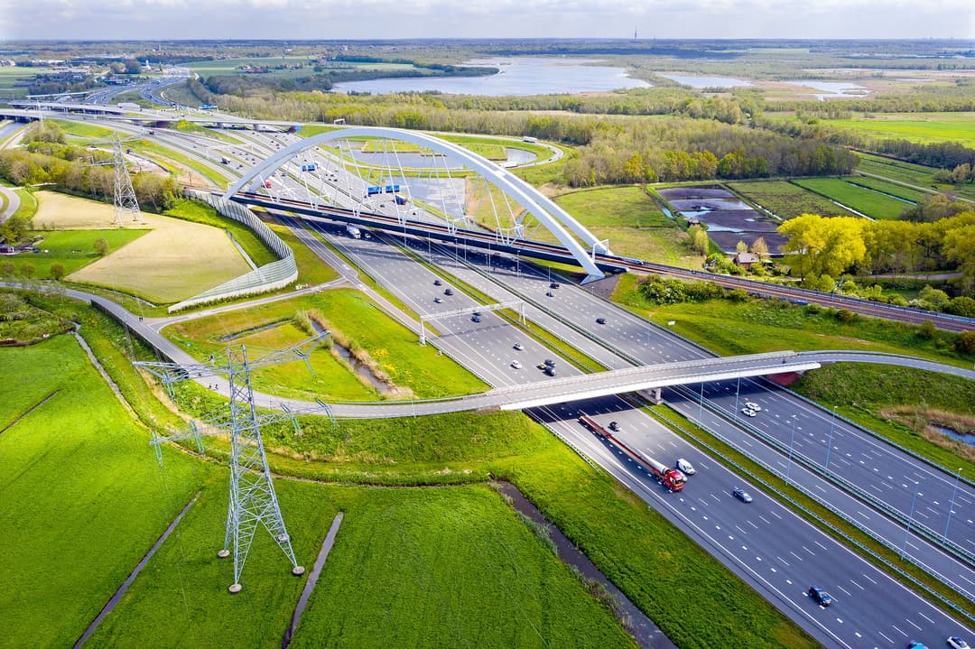 Aerial,From,Junction,Muiderberg,In,The,Netherlands