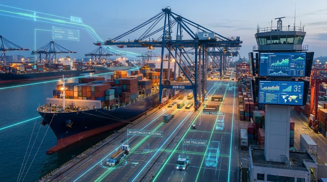 Container,Ship,Port,Logistics,,Realistic,Photography,,Digital,Overlay,,Data,Lines,